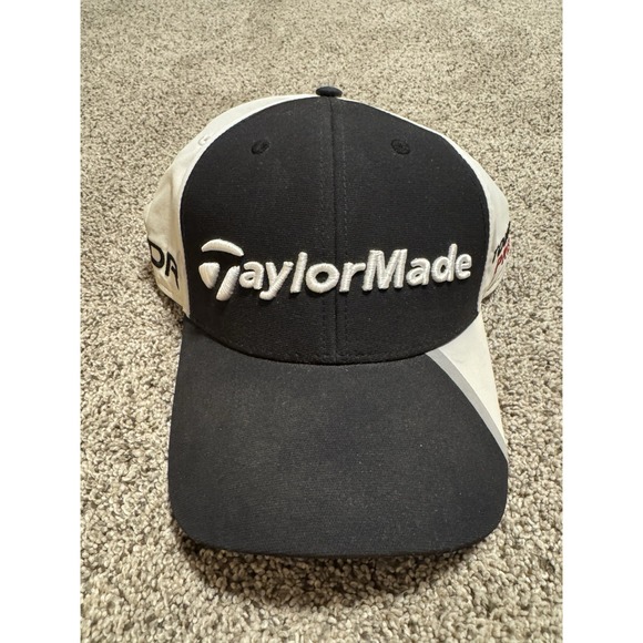 Y2K Taylor Made SLDR Adjustable Hat Cap Golf White Black Used Tour Preferred - Picture 1 of 5